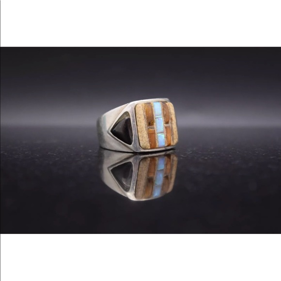 Native American Multi Gem Ring Sterling Silver - Picture 4 of 6